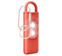 Sirena de alarma personal de 130 dB y luz LED intermitente dual con llavero de cobre (naranja y rojo)