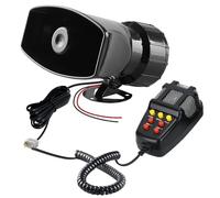 Sirena de coche de 12 V, 7 tonos, 100 W para llamadas de alarma, adecuada para todos los vehículos de 12 V, camiones, trenes, barcos, coches, furgonetas, ABS de 2,4 A, calibre 158 x 85 mm, color negro