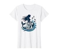Sirena del mar: Encantadora melodía de Sirena Camiseta, Mujer, Blanco, XXL