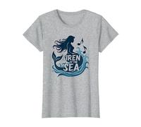 Sirena del mar: Encantadora melodía de Sirena Camiseta, Mujer, Gris Jaspeado, 3XL