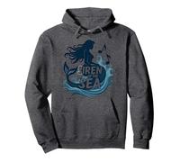 Sirena del mar: Encantadora melodía de Sirena Sudadera con Capucha, Unisex para Adultos, Jaspeado Oscuro, XXL