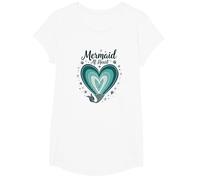 Sirena En Corazón Océano Amante Fantasía Mar Conchas Camiseta, Niñas, Blanco, Pequeña