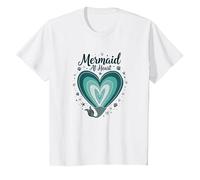 Sirena En Corazón Océano Amante Fantasía Mar Conchas Camiseta, Niños, Blanco, 10 años