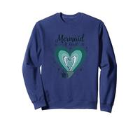 Sirena En Corazón Océano Amante Fantasía Mar Conchas Sudadera, Unisex para Adultos, Azul Marino, XL