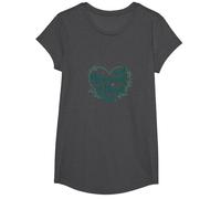 Sirena en el corazón Caprichoso Ocean Lover Playa Verano Camiseta, Niñas, Jaspeado Oscuro, Pequeña