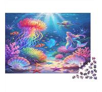 Sirena Escena Submarina de Coral Puzzle de 1000 Piezas Puzzle para Adultos Océano Colorido Relajación Concentración Regalo 38x26cm/1000pcs
