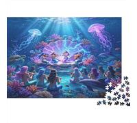 Sirena Escena Submarina Puzzle de 1000 Piezas Papel para Adultos Mundo Oceánico Fantasía Relajación Decoración Hogar Regalo 38x26cm/1000pcs