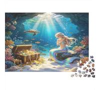 Sirena Mundo Submarino Puzzle de 1000 Piezas Papel para Adultos Cofre Soñado Estilo Océano Relajación Atención Regalo Familiar 70x50cm/1000pcs