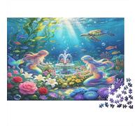 Sirena Mundo Submarino Puzzle de 1000 Piezas Papel para Adultos Jardín Oceánico de Ensueño Familia Relajación Decoración Hogar 38x26cm/1000pcs