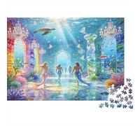Sirena Palacio Submarino Puzzle de 1000 Piezas para Adultos Escena Fantasía Oceánica Juego de Puzzle 1000 Piezas Relajación Hogar Decoración Regalo 52x38cm/1000pcs