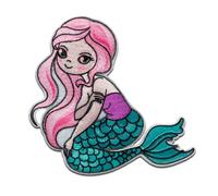 Sirena - Parches Termoadhesivos Bordados Aplique Para Ropa, Tamaño: 6,8 x 7,3 cm