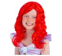 Sirena Peluca Rojo de Niñas Rizado Ondulado Cuento Disfraz Ariel Libro Historia