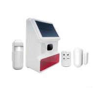 Sirena solar de alto decibelio con luz estroboscópica LED brillante inalámbrica de 433 MHz para sistema de seguridad del hogar al aire libre, acabado blanco (C)