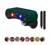 Sirena Solar de detección de Movimiento al Aire Libre-Ultrasónico, 2 * 130db Loud Siren Noise Maker, 4 Modos, luz estroboscópica activada por Movimiento Rojo y Azul, Diga adiós a los Intrusos