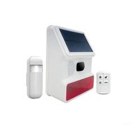 Sirena solar inalámbrica para exteriores con luz LED intermitente, sistema de alarma de seguridad de 433 MHz para el garaje del hogar, con control remoto, imán de puerta, detector infrarrojo Wate(B)
