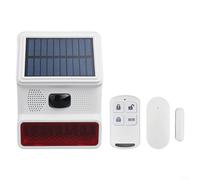 Sirena solar inalámbrica para exteriores con luz LED intermitente, sistema de alarma de seguridad de 433 MHz para el garaje del hogar, con control remoto, imán de puerta, detector de infrarrojos (A)