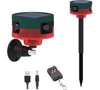 Sirena solar para detección de movimiento de 360 grados con sensor de deportes al aire libre: ladrar y disparar al perro, generador de ruido 2 * 130db, dile adiós a los intrusos (rojo)