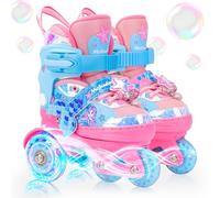 Sirenita Patines Niñas Patines 4 Ruedas Patines Ajustables Patines Roller Quad con Luminación LED para Niñas Niños Principiantes Cumpleaños