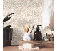 Sirface Peel & Stick Vinyl Tiles - BOHO LINES - Pack of 24: Easy DIY Installation - Home Décor Decals - Durable & Stylish Coverings (BEIGE, 20 CM)