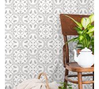 Sirface Peel & Stick Vinyl Tiles - Morrocan - Pack of 24: Easy DIY Installation - Home Décor Decals - Durable & Stylish Coverings (NEUTRAL, 15CM)