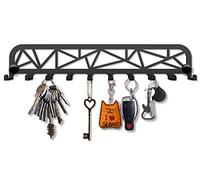 SirHoldeer Home Sweet Home Llavero de Pared Delgado con 10 Ganchos para Pasillo Garaje Cocina Diseño Decorativo Fácil Montaje Resistente Acero Inoxidable Negro 270x45mm
