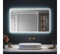 SIRHONA Espejo LED Baño Bluetooth 120x70cm Espejo Luminoso Baño con Iluminación Integrada, Antiniebla, Visualización de Tiempo y Temperatura