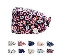 Siribelle Gorros Quirofano Mujer Hombre Gorro Sanitarios Ajustable Transpirable Gorro de Enfermera Cocinero Dentista Gorro con Botones Anacardos Morados