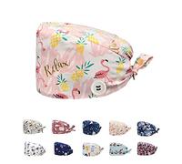 Siribelle Gorros Quirofano Mujer Hombre Gorro Sanitarios Ajustable Transpirable Gorro de Enfermera Cocinero Dentista Gorro con Botones Flamenco Rosa
