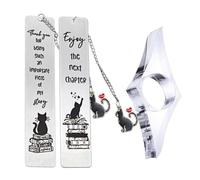 SIRLOMU 2-piezas Marcapáginas de Metal con Cadena, Anejo de Gato, Personalizado, para Amantes de los Libros, Accesorios de Libro, Regalos de Lectura para Jóvenes Escritores
