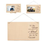 SIRLOMU Portafoto con clips de madera, marco de fotos, regalo sorpresa para el Día del Padre, mejor papá del mundo, te amo, super papa, soporte para fotos tipo Polaroid, tarjeta de felicitación.