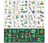 SIRLOMU Tatuajes Temporales, 10 Hojas, que Brillan en la Oscuridad, Tatuajes Calcomanias, Detalles, Colegio Juguetes Educativos, Regalo Invitados, Futbol Pegatinas, Decoracion Cumpleaños Futbol