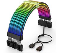 Sirlyr Cable de PC RGB, Strimmer de 3 x 8 pines, cable de extensión PSU, 5 V, 3 pines, sincronización ARGB, para tarjeta gráfica, carcasa de ordenador, decoración de estilo negro
