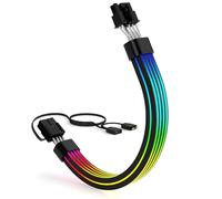 Sirlyr Cable PCIE de 8 Pines, 8 (6+2) Pines RGB PSU Cables Extension - Addressable 5V3Pin ARGB Decor Glass Side Panel PC Build for RTX 3060 4060 4070 Radeon RX 6600 580 Graphics Card Power Supply