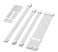 Sirlyr Kit de cable de extensión de PSU blanco, cables trenzados flexibles, 34 cm, 12VHPWR 16 pines Pcie 5.0 GPU, extensión de GPU de 24 pines ATX y 8 pines EPS para RTX 50/40, construcción de PC