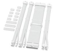 Sirlyr Kit de extensión de cable PSU, extensiones de cables de PC con funda blanca brillante mod, 24 pines ATX x1 8Pin EPS x1 8 pines PCI-E x2, pines chapados en oro para fuente de alimentación GPU