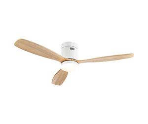 SIROCO-SCHULLER Ventilador de techo con luz LED Blanco-Madera - Motor DC 6 velocidades - Artepal Iluminación