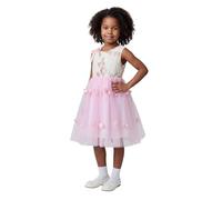 SIRRI Robe de mariée/fête en Tulle Rose à Fleurs Avec pétales et nœud Dans le Dos (5-6 años).