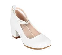 SIRRI Zapatos Mary Jane de Charol con tacón Alto y Tira en el Tobillo para niña, para comunión y confirmación tamaño 26