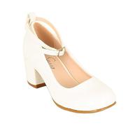 SIRRI Zapatos Mary Jane de Charol con tacón Alto y Tira en el Tobillo para niña, para comunión y confirmación tamaño 27