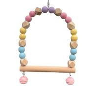 Sirseon Columpio para pájaros de madera, columpio para pájaros - Columpio para loros con cascabeles - Jaula para perchas para pájaros, juguete para escalada en percha, columpio de madera