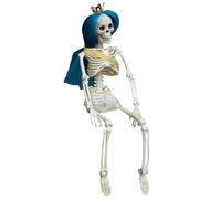 Sirseon Decoraciones Esqueleto de Halloween, Ornamento Esqueleto de Halloween, Esqueleto de Miedo con Cabello Colorido - Objetos de Escena Decorativos para la Decoración del Cementerio de Halloween,