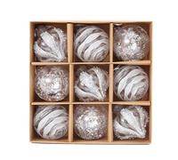 Sirseon Juego de bolas de árbol de Navidad, juego, adornos navideños blancos, bolas de árbol de Navidad, 9 piezas bolas navideñas como adornos para el árbol, grandes ornamentos colgantes de bolas de 8
