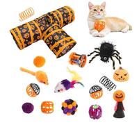 Sirseon Juego de juguetes interactivos para gatos, juego de juguetes para gatos de 3 canales, juguetes de túnel divertidos de 3 vías para Halloween - Canal de juguetes de dormir para gatos con bola de