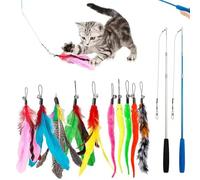 Sirseon Juguete para gatos con varita Caterpillar, Juguete interactivo para gatos - Juguete para gatos rompecabezas de peces - Caterpillar y cabezas de plumas Cat Catcher Teaser Stick, caña de