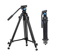 SIRUI 55.1″ Trípode de Vídeo con Cabezal Fluido de 360°, Placa QR de Modo Dual para dji RS Gimbals y para Manfrotto, Placa QR, Giro Flexible 360° e Inclin +90°/-75°, Carga Máxima 6kg/13.23lbs - SH05
