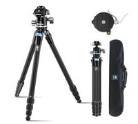 SIRUI 55” Trípode de Viaje de Fibra de Carbono, Trípode Compacto Profesional para Cámara con Cabeza de Bola de Perfil Bajo, QR Placa para Arca, Carga hasta 26.5lbs/12kg, AM-254+KS-20