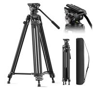 SIRUI 73" Trípode de Vídeo con Cabeza de Fluido, Trípode de Vídeo de Cámara con Placa de Liberación Rápida, Trípode de Aleación de Aluminio para Videocámara, Carga Máxima 22lbs/10kg - AVT-11