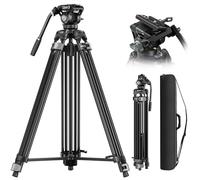 SIRUI 74,8" Trípode de Vídeo, Trípode de Viaje para Cámara de Aleación de Aluminio con Base de 75mm, Placa de Liberación Rápida Doble, Cabezal Fluido Profesional, Carga de 10kg para dji DSLR- AVT-01
