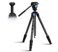 Sirui AM-124 Trpode de fibra de carbono con cabezal de fluido AM-5VX 65.6 Cmara de video compacta Trpode para viajes TRIANGULAR Central Columna Si