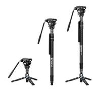 SIRUI AM-145 Monopie de Fibra de Carbono con Cabezal Fluido S3 | Altura máxima de 155cm, con cabezal fluido y base de trípode extraíble; carga máxima de 6kg, para DSLR y videocámaras